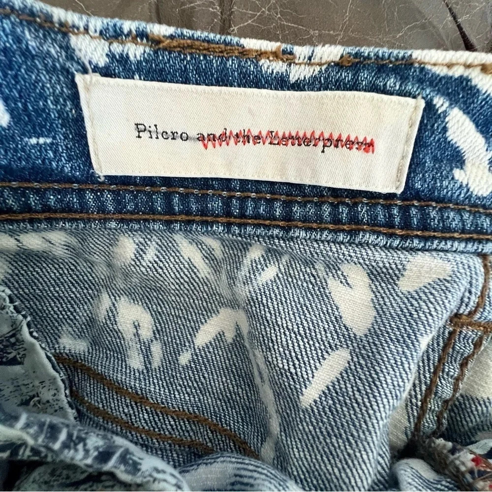 Anthropologie Pilcro & the letterpress bleach dye Hyphen denim jean shorts 90s - Picture 12 of 15